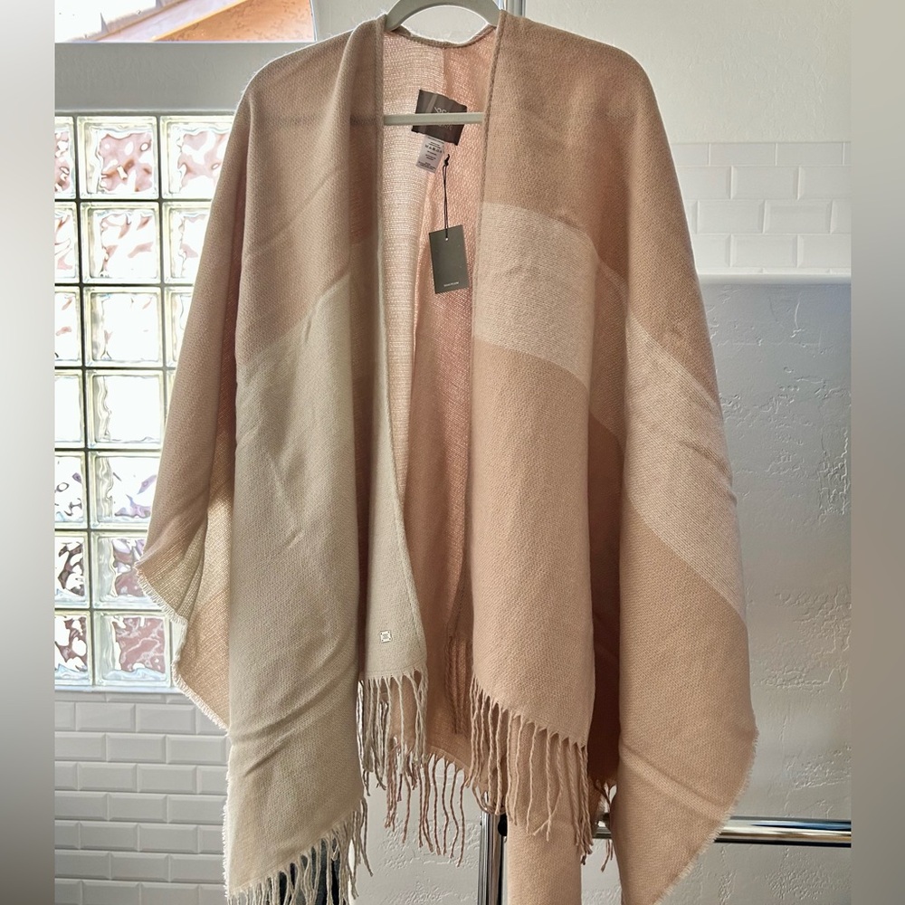 NWT Soia & Kyo Woven Scarfigan with Fringe Scarf Shawl Wrap Cardigan